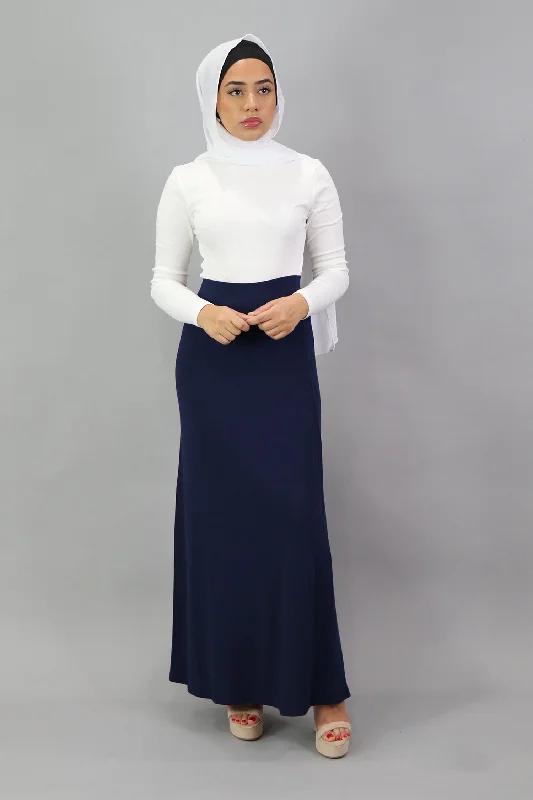 Ribbed Maxi Skirt - Navy Blue