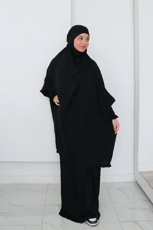 Madina Two Piece Jilbab/ Prayer set - Black