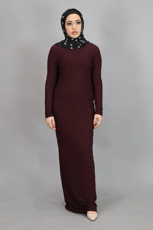 Mahogany Plain Fitted Spandex Maxi Dress