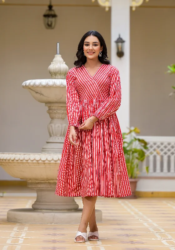 Red Candy Stripes Maxi Dress