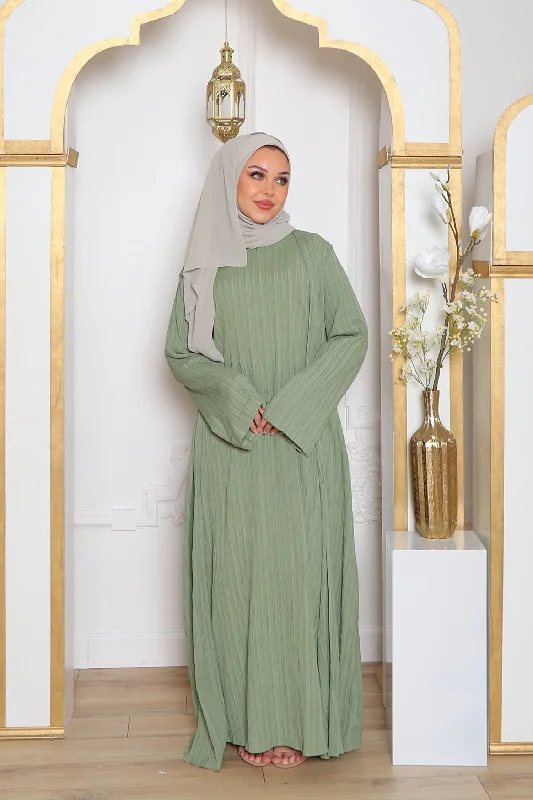 Safa Textured Abaya Set- Sage