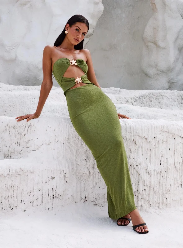 Nika Strapless Maxi Dress Green