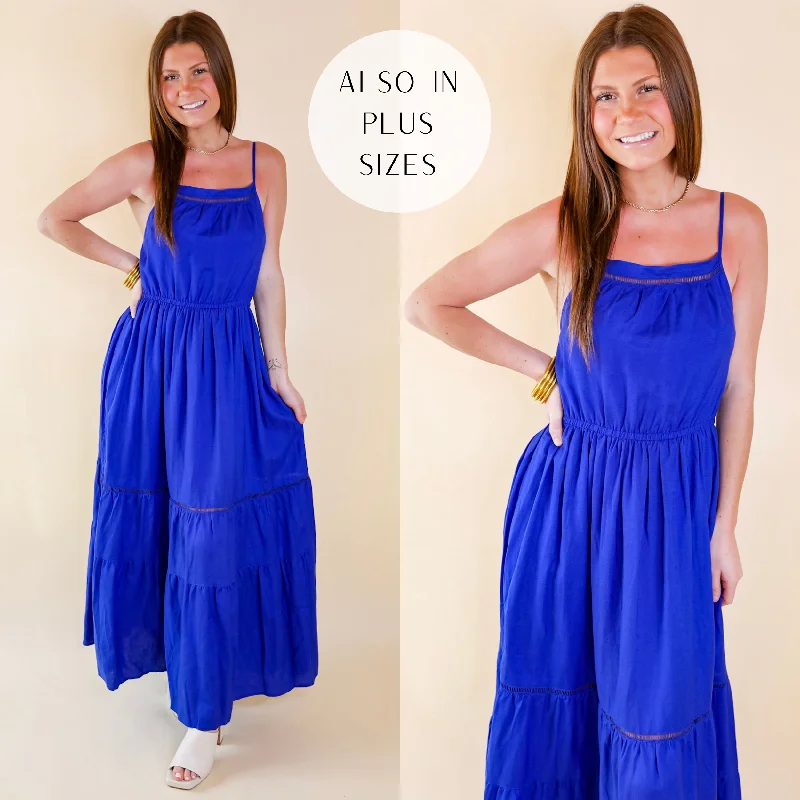 Tranquil Tides Tiered Maxi Dress in Royal Blue