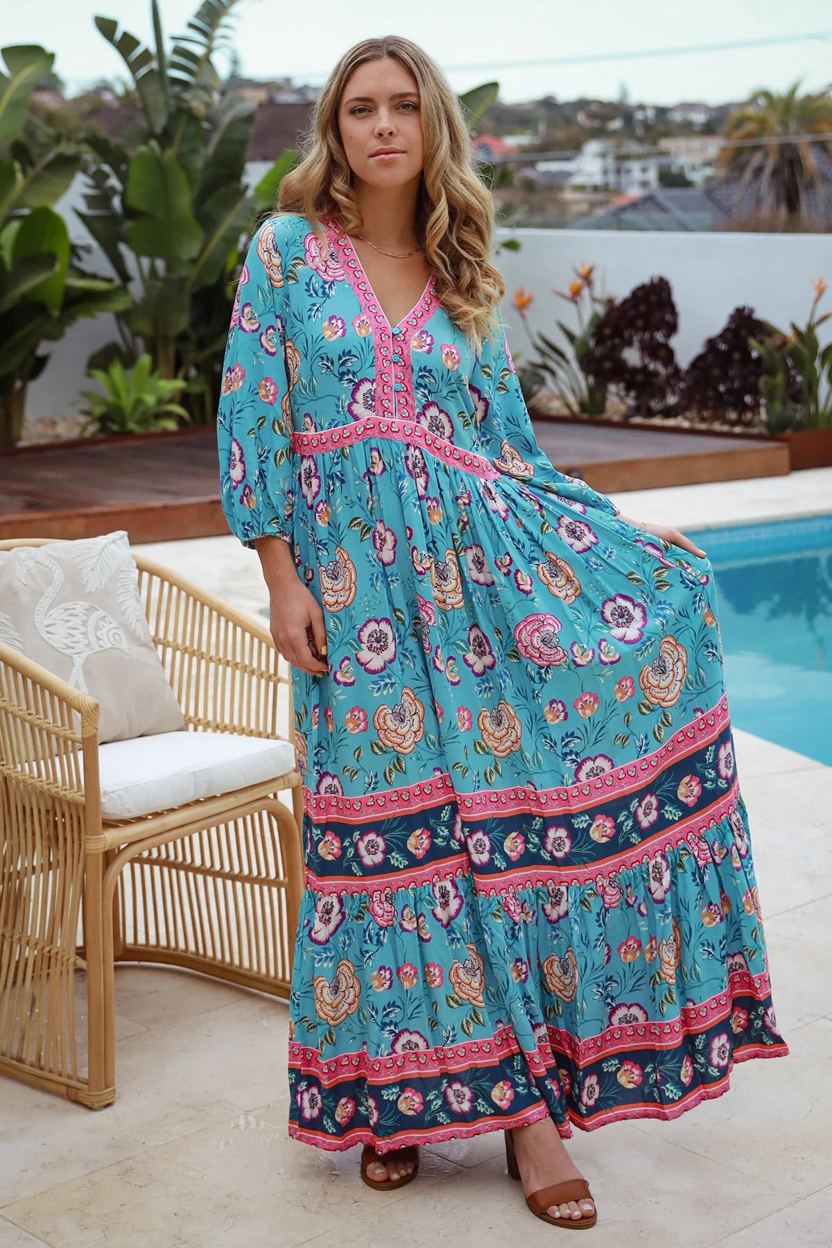 Dreamcatcher Blue Delta Bohemian Winter Boho Maxi Dress