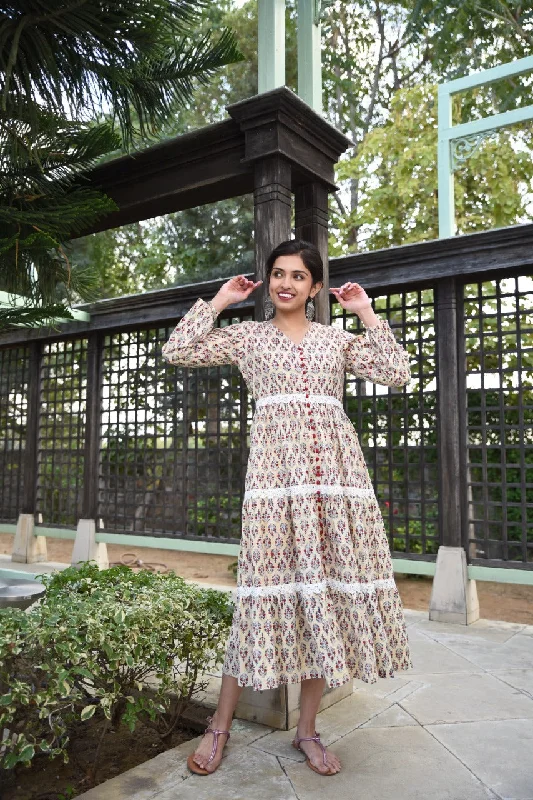 Beige three tier Maxi dress