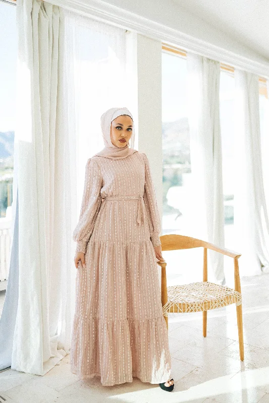 Nova Smock Lace Dress- Blush Pink