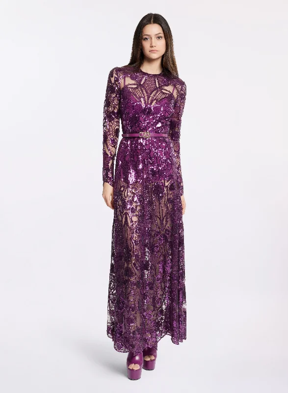 Sequin Embroidered Midi Dress