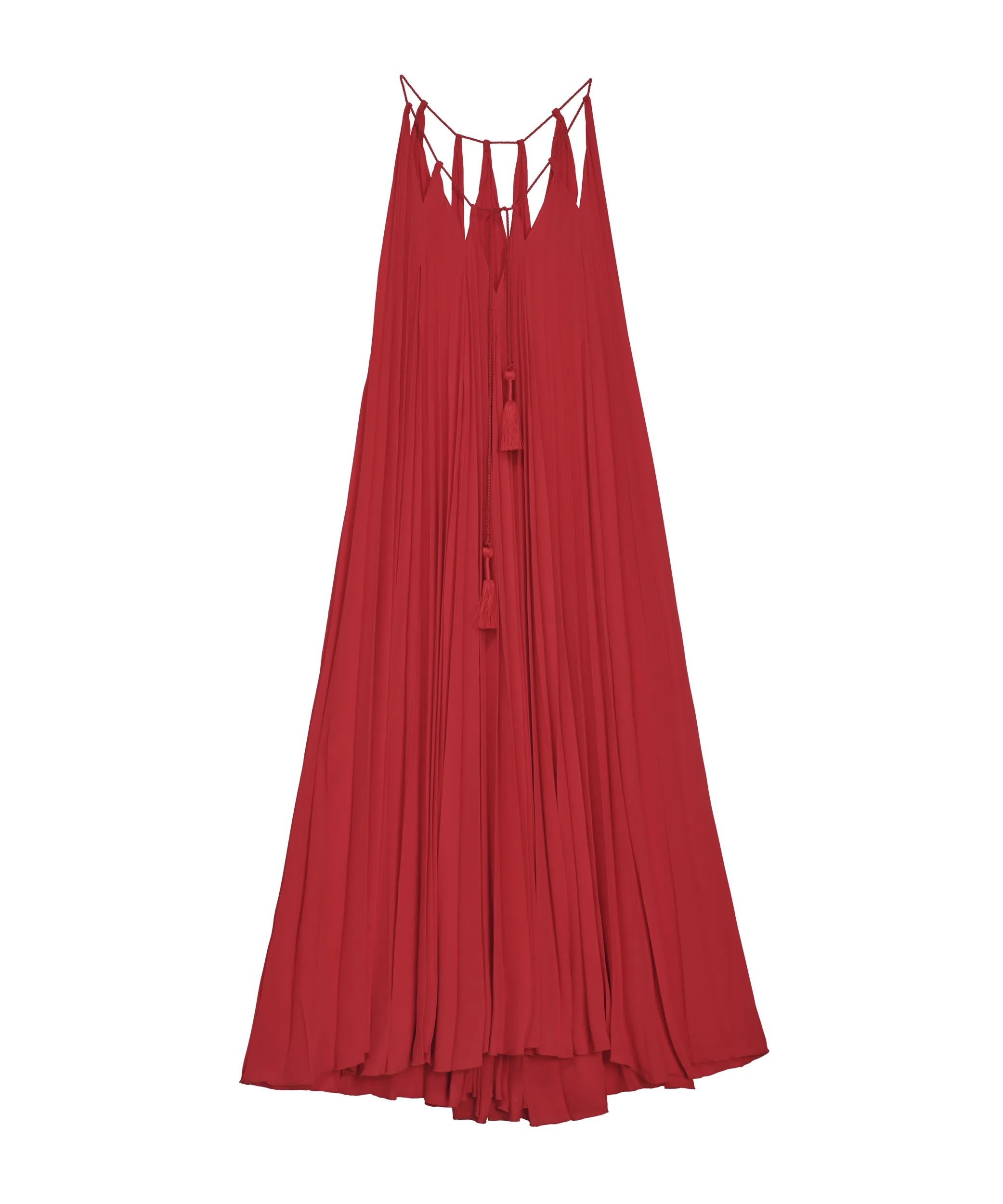 Althea V Neck Cut Out Halter Midi Dress Red