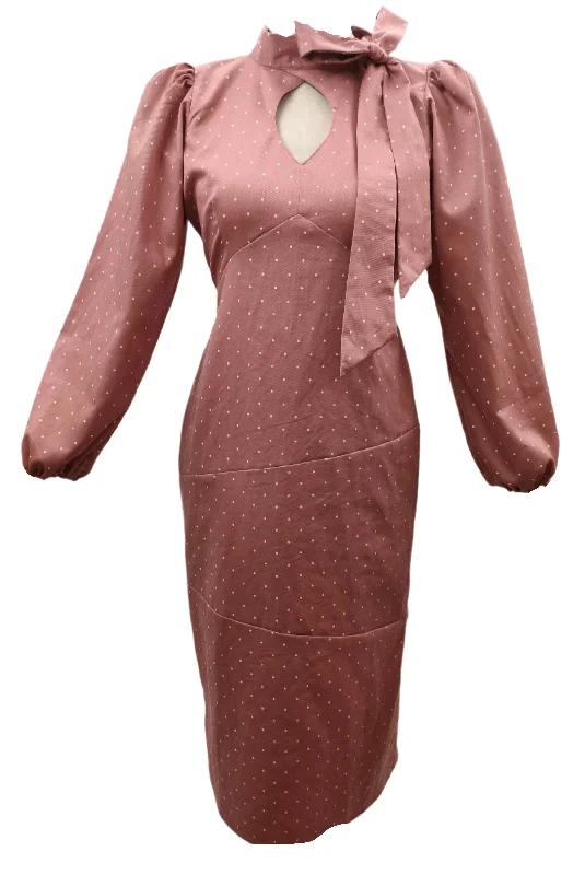 Britney Pink Midi Dress With Long Sleeves