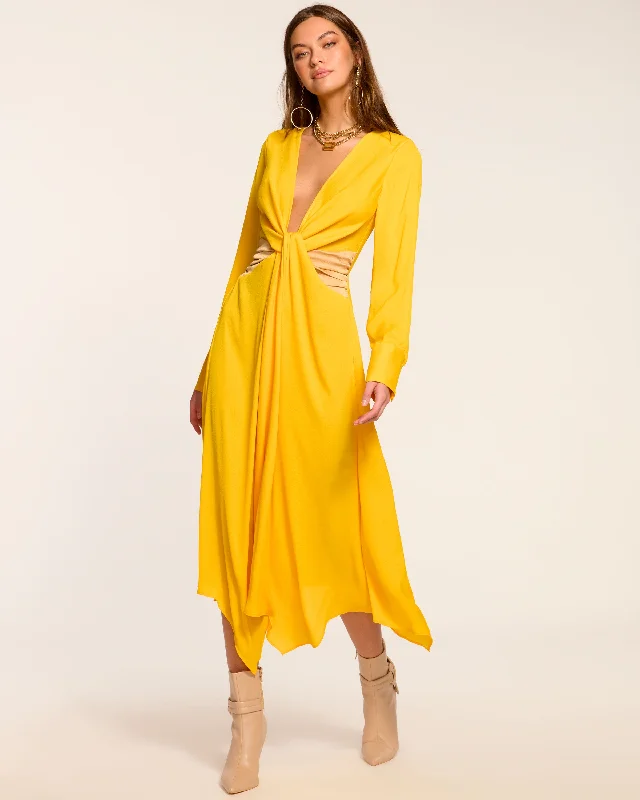 Colorblock Tatia Long Sleeve Midi Dress