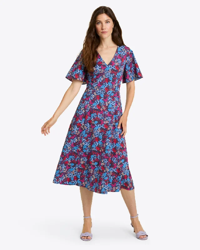 Vivienne Love Circle Midi Dress in Stretch Poplin