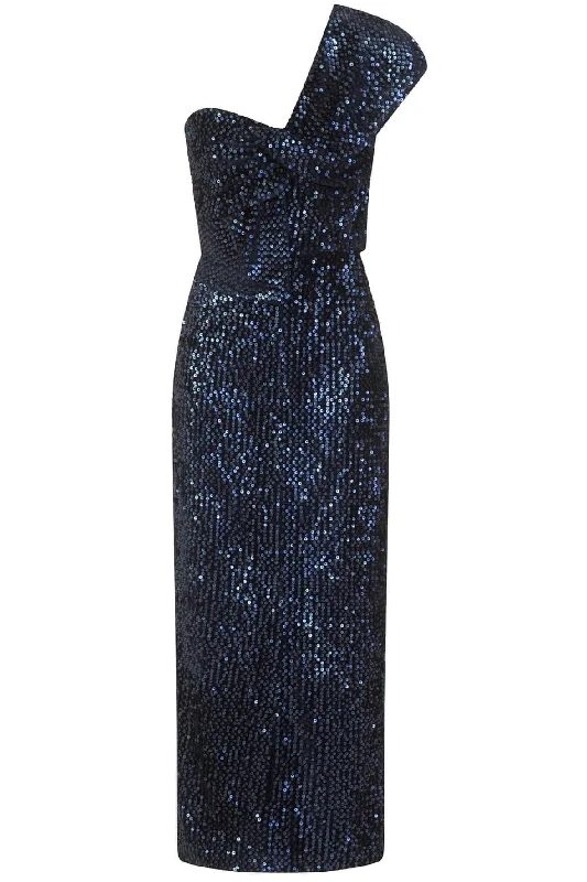 Velvet Sequin Twisted Detail Midi Dress