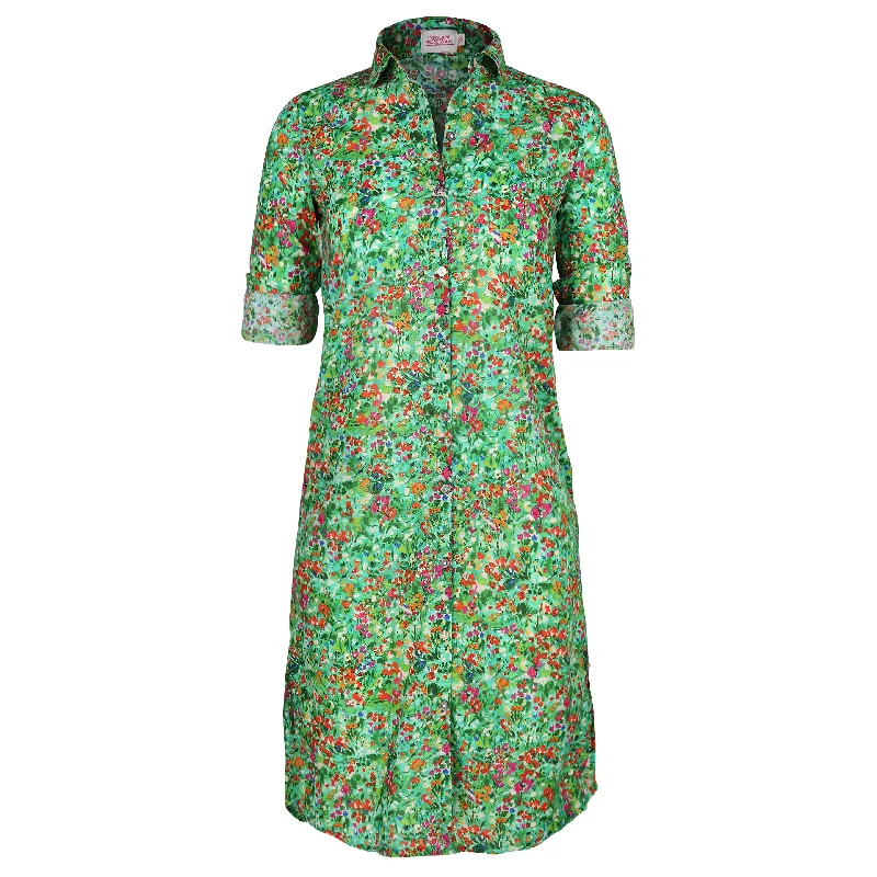 Jilly midi shirt dress green floral