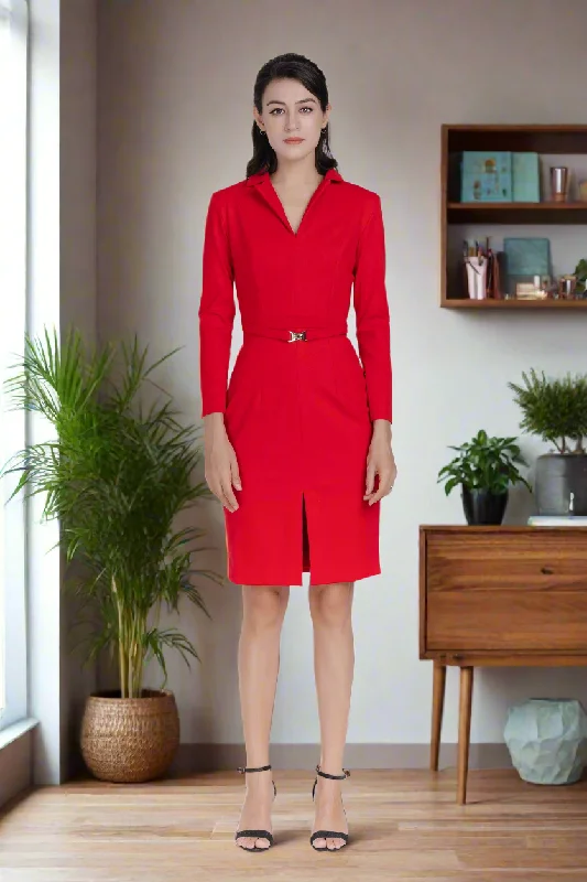 Midi Graceful Dress-Red