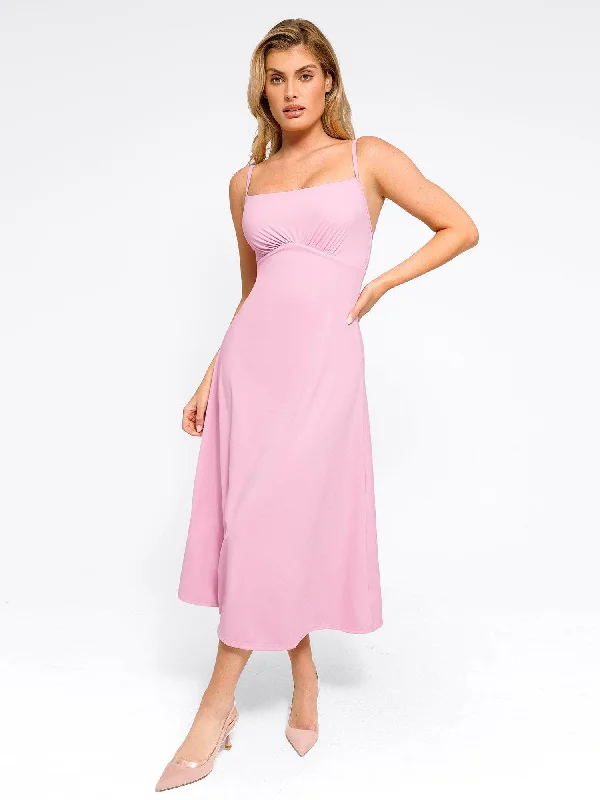 Shapewear Built-In Sculpting A-Line Midi Slip Dress