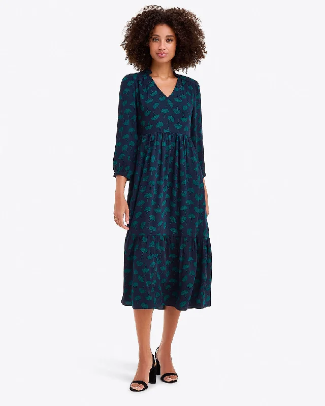 Katie Midi Dress in Ginko Leaf