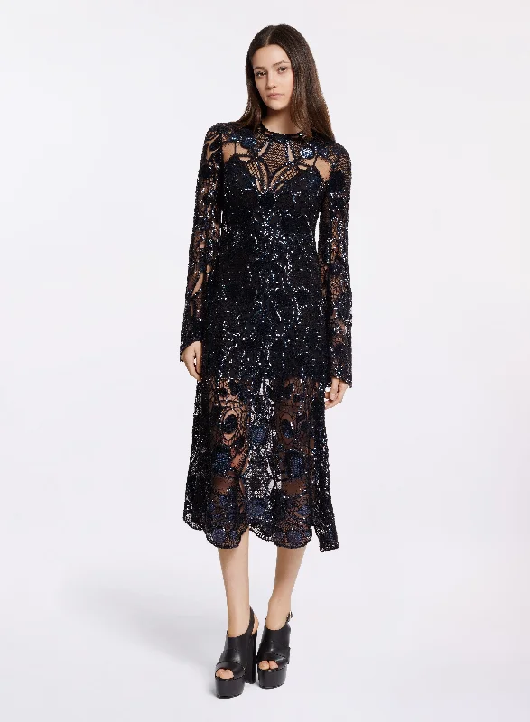 Sequin Embroidered Midi Dress