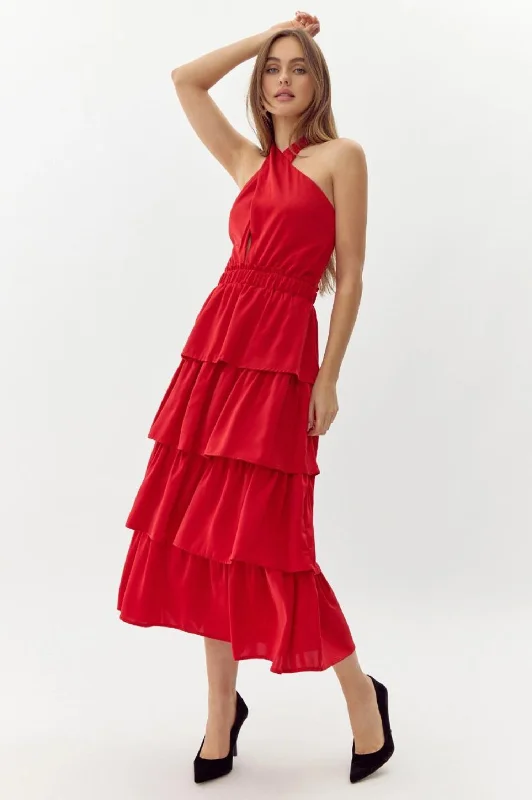 Eleanor Halter Tiered Midi Dress