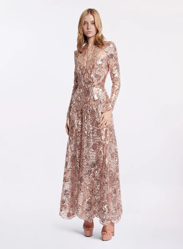 Sequin Embroidered Midi Dress