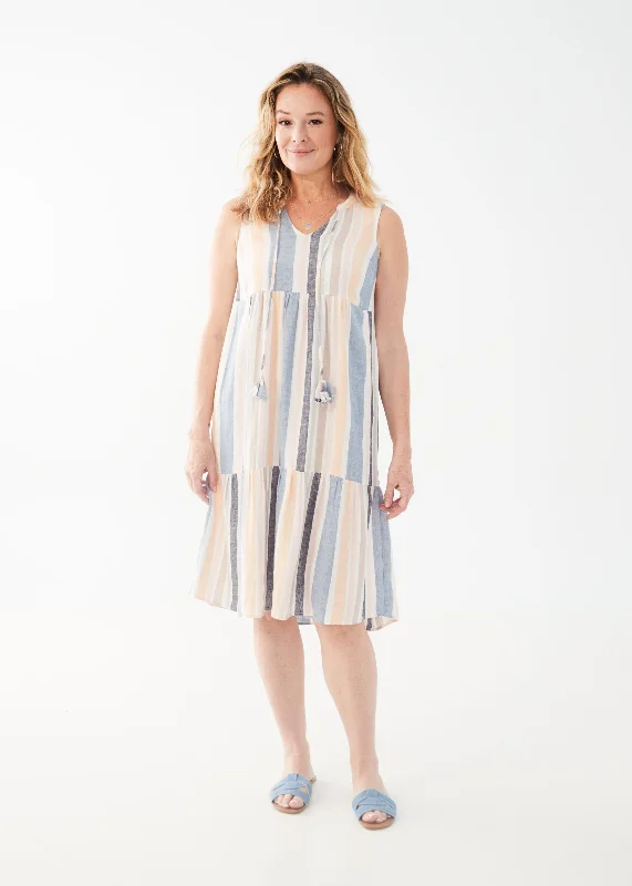 FDJ 7474995 Sleeveless Tiered Linen-blend Midi Dress