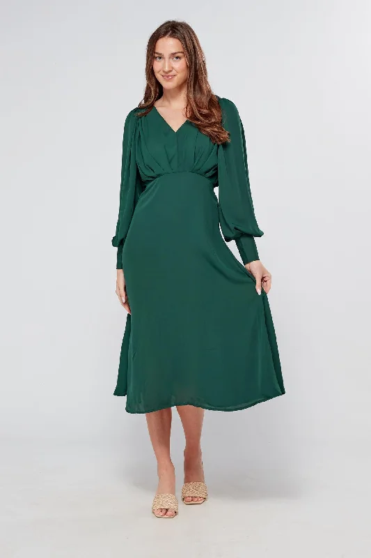 Layalina Dark Green Midi Dress