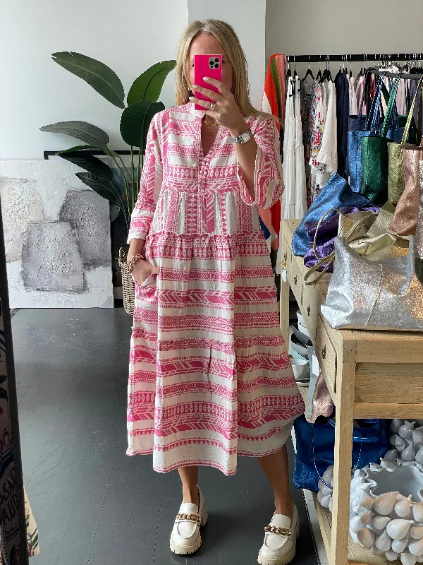 Copenhagen Mediterranean Midi Dress- pink