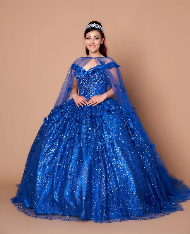 3D Floral Off Shoulder Cape Ball Gown by Calla SCL30001