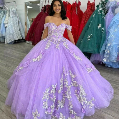 Ball Gowns Quinceanera Dresses Princess Beaded Sequin Appliques Lace Prom Gowns c3262