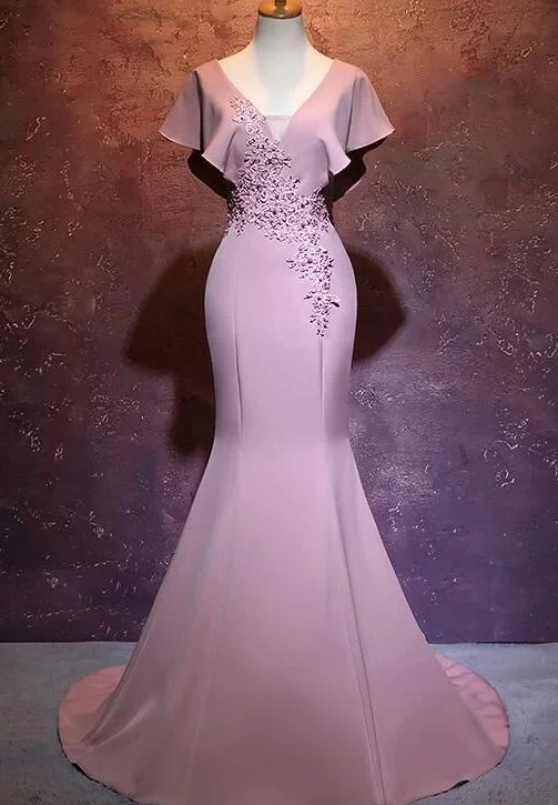 Elegant Mermaid Pink Long Evening Gown, Beautiful Prom Dress cc306