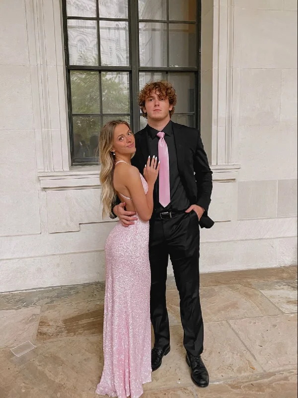 Elegant Pink Sequins Backless Prom Dress,Graduation Dress  cc508