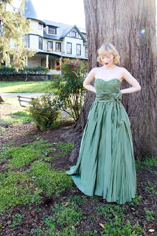 Green sweetheart pleated evening prom dresses cc801