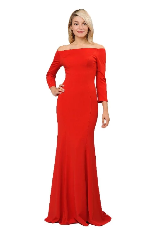 Off the Shoulder Gown with Long Sleeves by Poly USA 8378