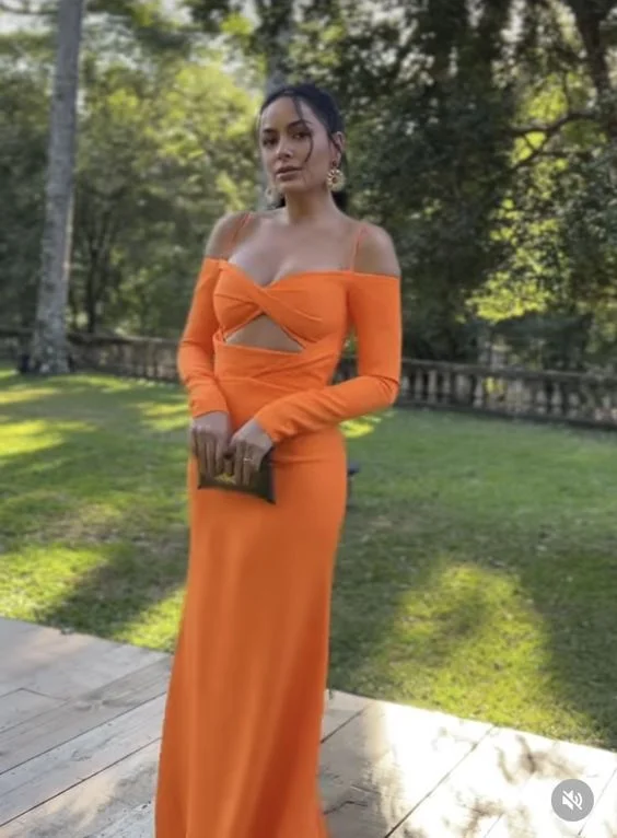 Orange prom dress Evening Gown Long Prom Dresses  cc557