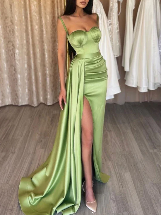 Simple sweetheart neck green formal dress, green evening dress cc87