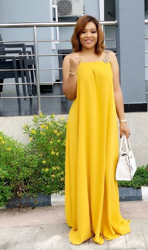 Simple Yellow Sleeveless Prom Dress,Vacation Dress  cc724