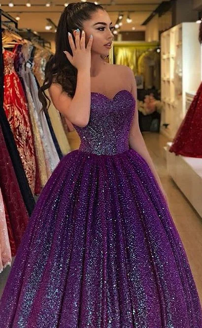 Sweetheart Dark Purple Prom Dresses Formal Evening Dresses cc49