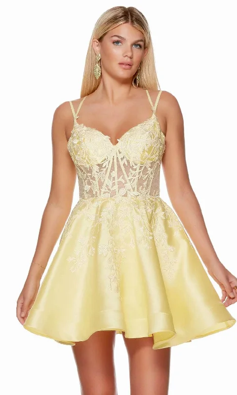 Alyce Paris 3136 - Appliqued Illusion Bodice Cocktail Dress