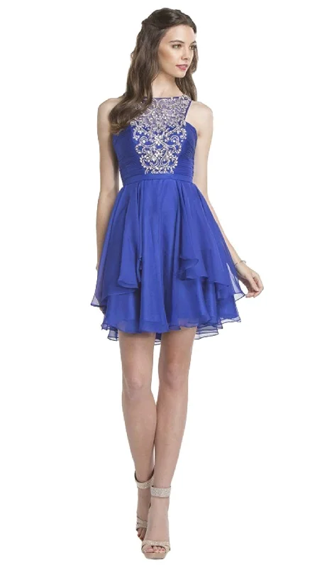 Aspeed Design - Bedazzled Halter Neck Homecoming Affordable Prom Dress