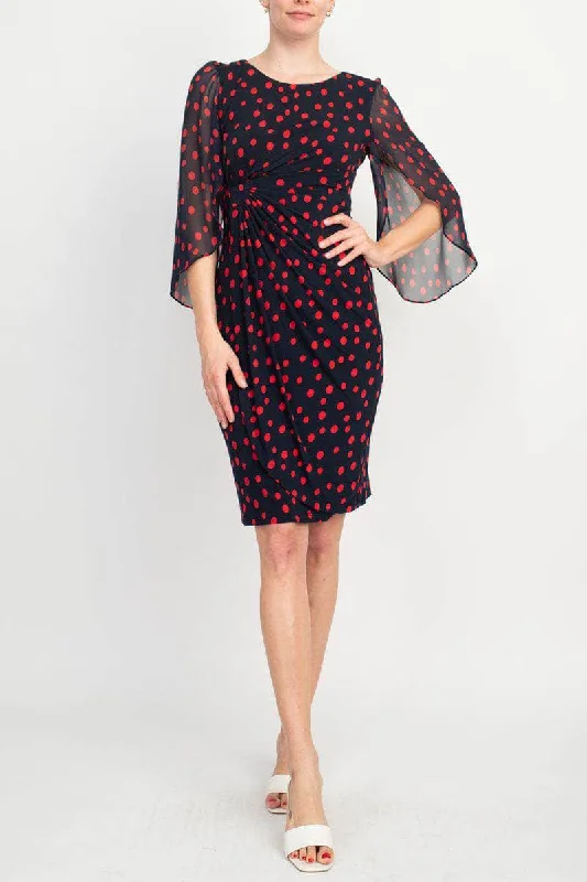 Connected Apparel TFW01832M1 - Split Sleeve Polka Dot Cocktail Dress