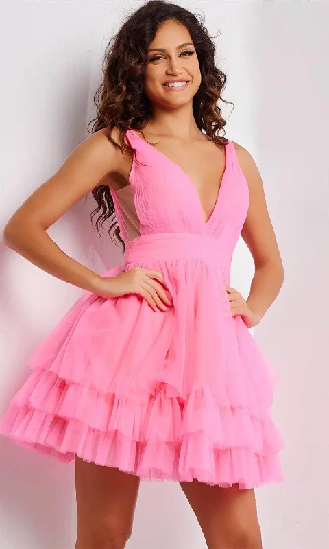 Jovani 36575 - Plunging Neckline Ruffle Hem Cocktail Dress