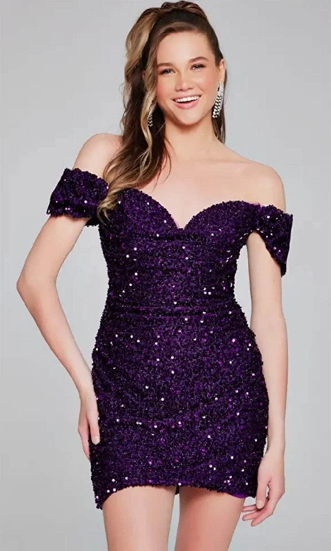 Jovani 39631 - Sequin Off Shoulder Cocktail Dress