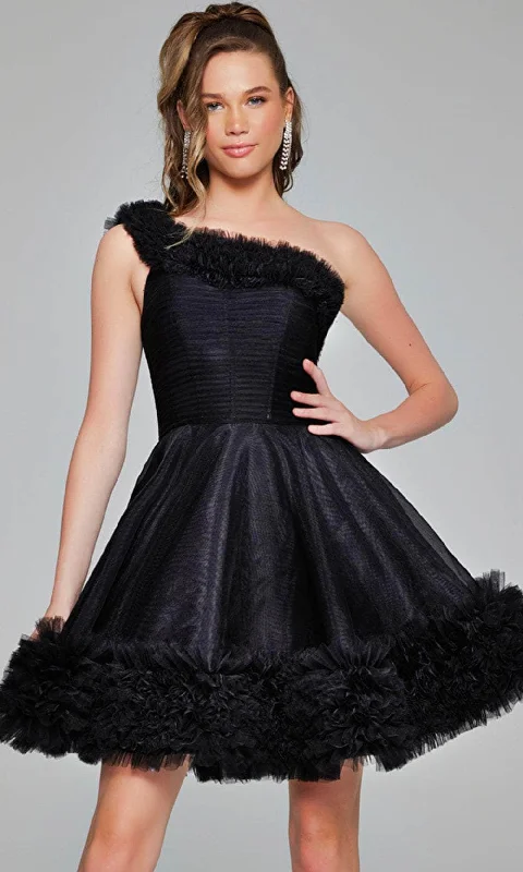 Jovani 39665 - Ruffle Trimmed Asymmetric Cocktail Dress