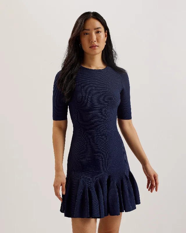 Alzann Mini Skater Dress Navy