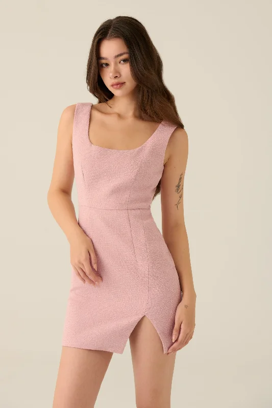 Being me tweed mini dress in pink