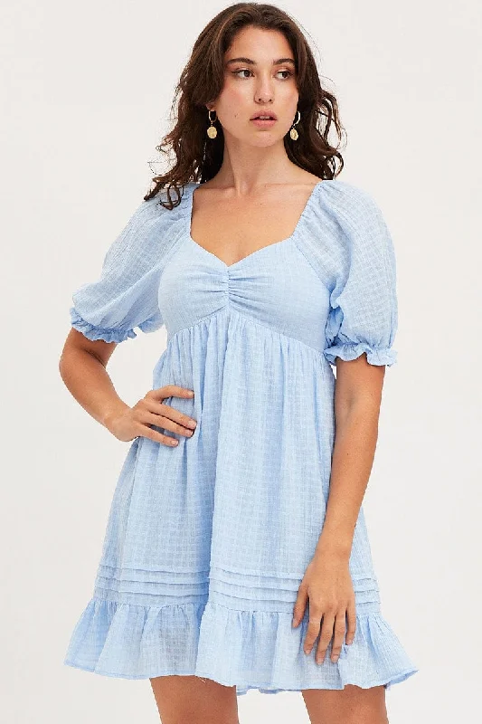 Blue Dress Short Sleeve Mini