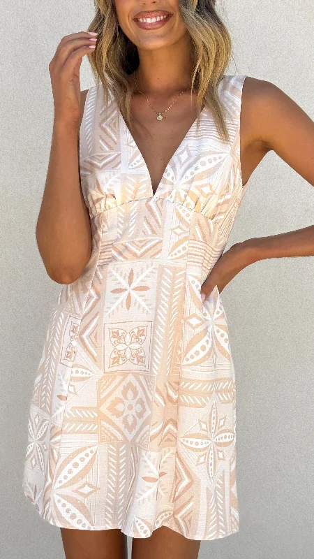 Sienna Mini Dress - Beige Summer